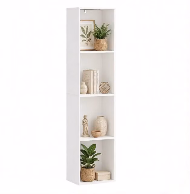 Libreria verticale con 4 vani e luce RGB regolabile per soggiorno studio e camera da letto, bianca, 40 × 29 × 170 cm