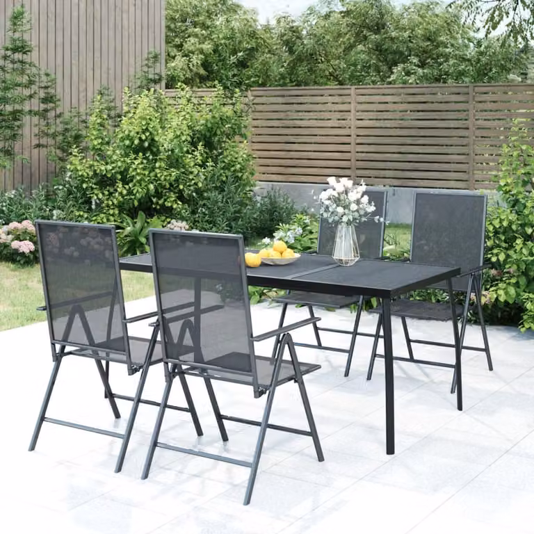 The Living Store Set da pranzo da giardino 5 pezzi in acciaio antracite