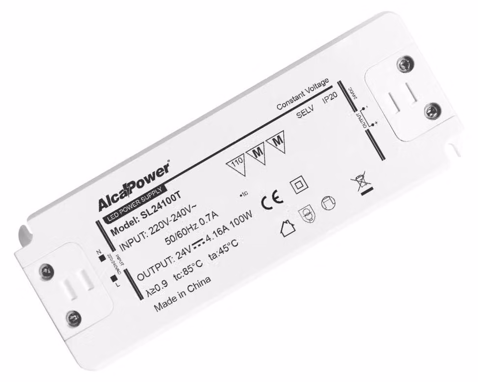 Alcapower Alimentatore Switching 12V 100W 8.33A per Illuminotecnica IP20 con protezione integrata contro sovraccarico e cortocircuito ultracompatto