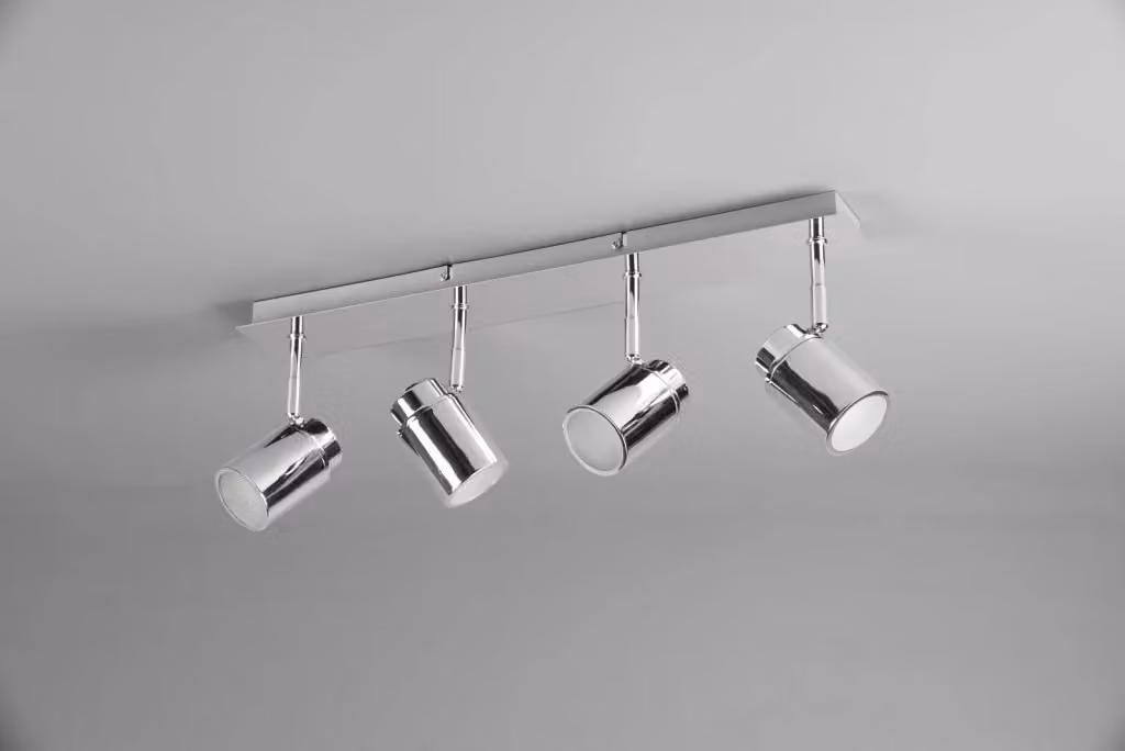 Plafoniera da bagno a barra Trio Leuchten Angelo in metallo cromato con 4 faretti GU10 regolabili e protezione IP44 – 2