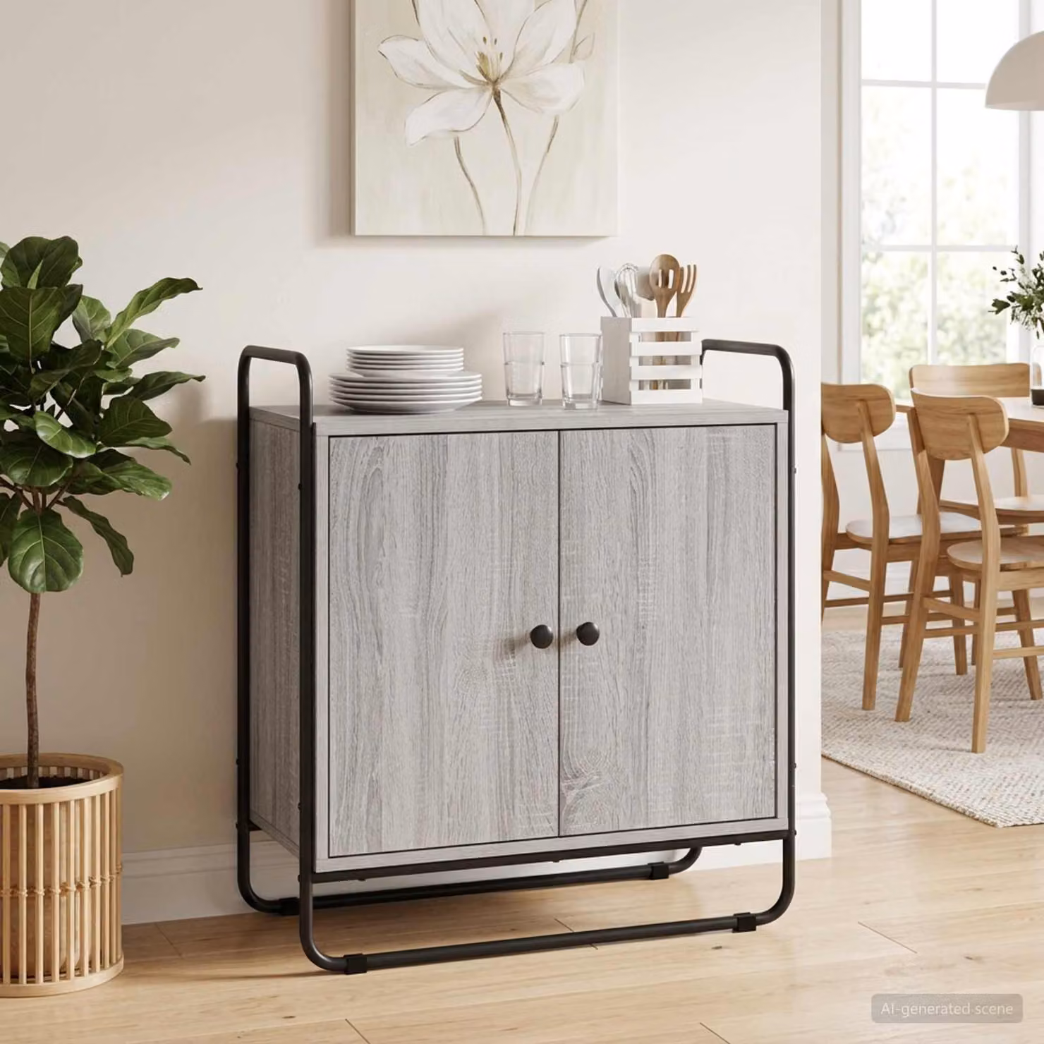 Credenza vidaXL in stile industrial grigio con legno ingegnerizzato e metallo L: 68 cm, P: 35 cm, H: 75 cm