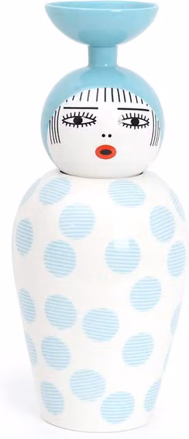 Vaso Seletti Canopie Kiki in ceramica bianca con motivo a pois per uso da tavolo