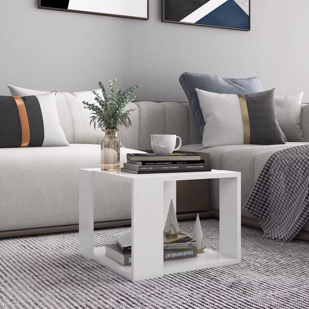 Tavolino The Living Store bianco 40x40x30 cm in materiale ligneo