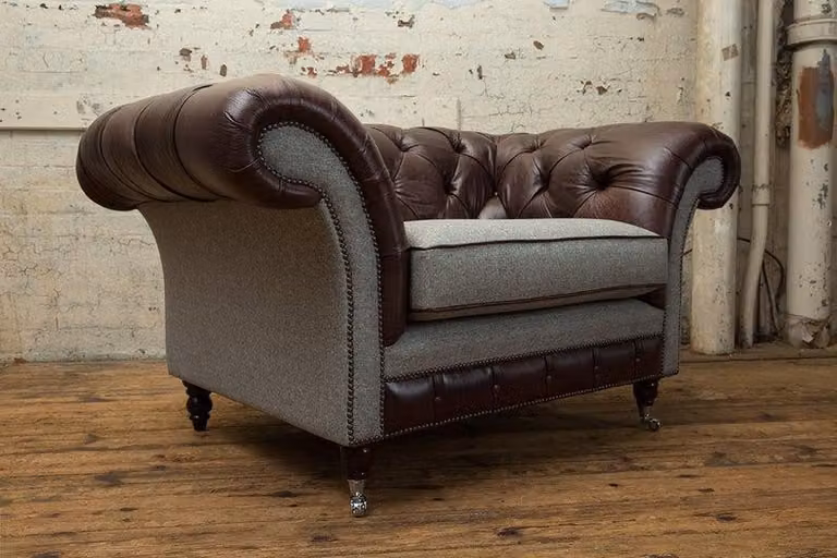 Sessel 1 Sitzer Relax Polster Fernseh Chesterfield Sofa Couchen Braun