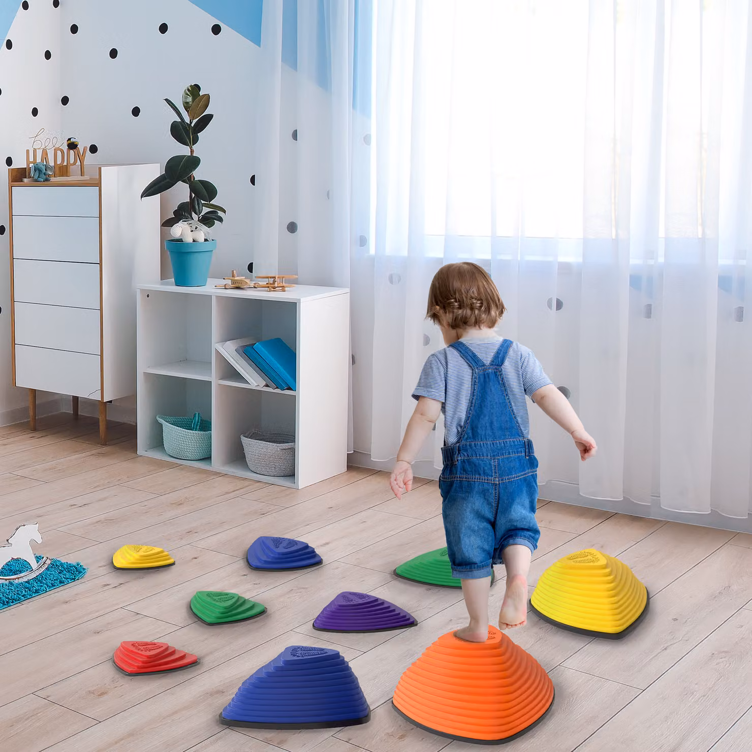 Set di 9 pietre di equilibrio sensoriali AIYAPLAY, design antiscivolo impilabile per interni ed esterni, Multicolore – 2