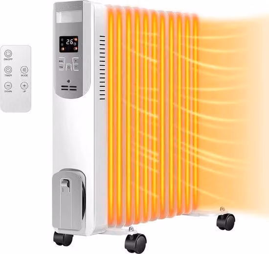 Riscaldatore elettrico con termostato - Riscaldatore a olio - Riscaldatore radiatore a olio - Riscaldatore a olio elettrico
