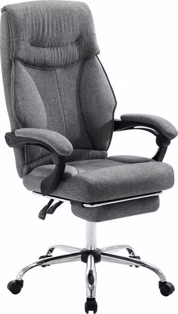 Sedia ufficio ergonomica su ruote - Adatta per adulti - Con supporto per piedi - Grigio - Regolabile in altezza - In tessuto