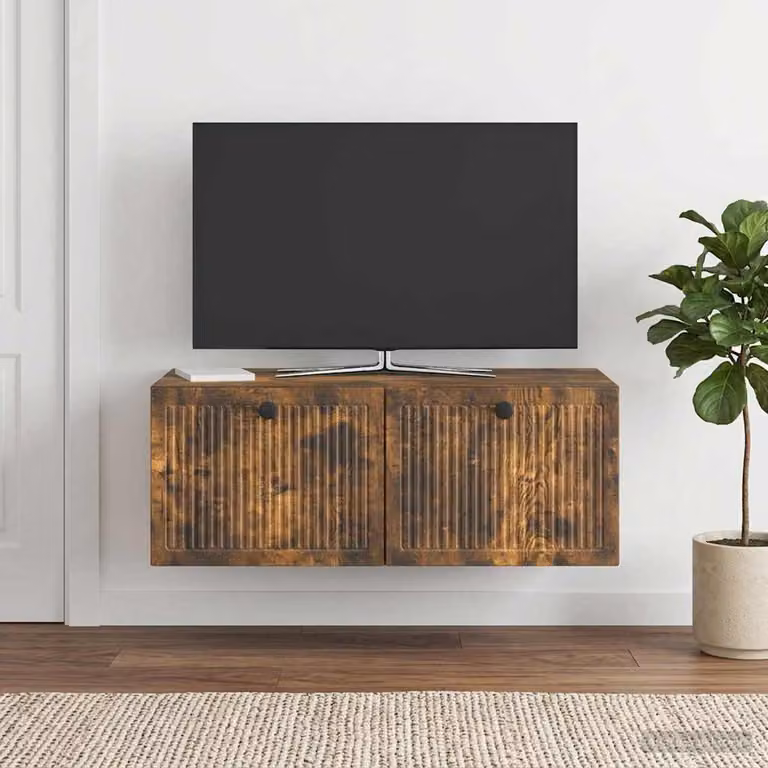 vidaXL Mobile Porta TV da Muro Moderno in Rovere Fumo, L 78,5 cm x P 41 cm x H 30 cm