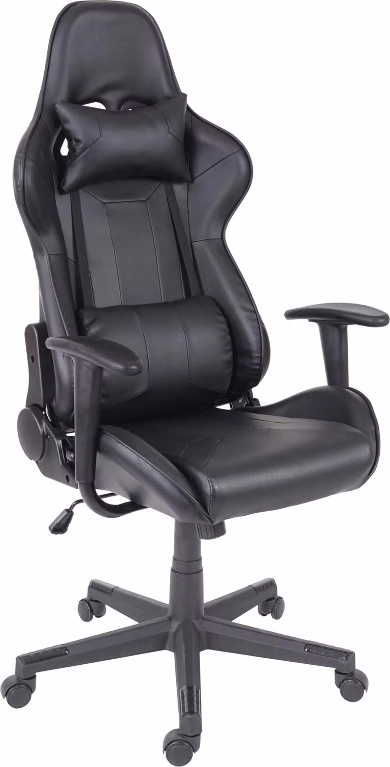 Sedia da ufficio HWC-F84, sedia da scrivania sedia da gioco sedia girevole executive, Similcuoio ~ nero