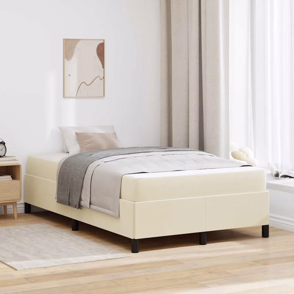 Letto moderno vidaXL con materasso a molle in tessuto beige L 120 x P 200 cm