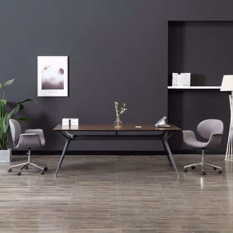 The Living Store Sedie da pranzo girevoli 2 pz. Tessuto grigio