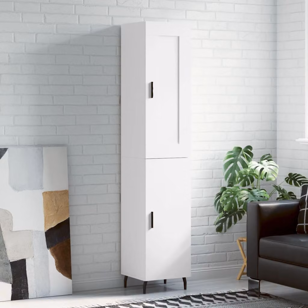 vidaXL Credenza Moderna Bianca con Ante a Battente e Ripiani Interni, L/P/H: 34,5 x 34 x 180 cm