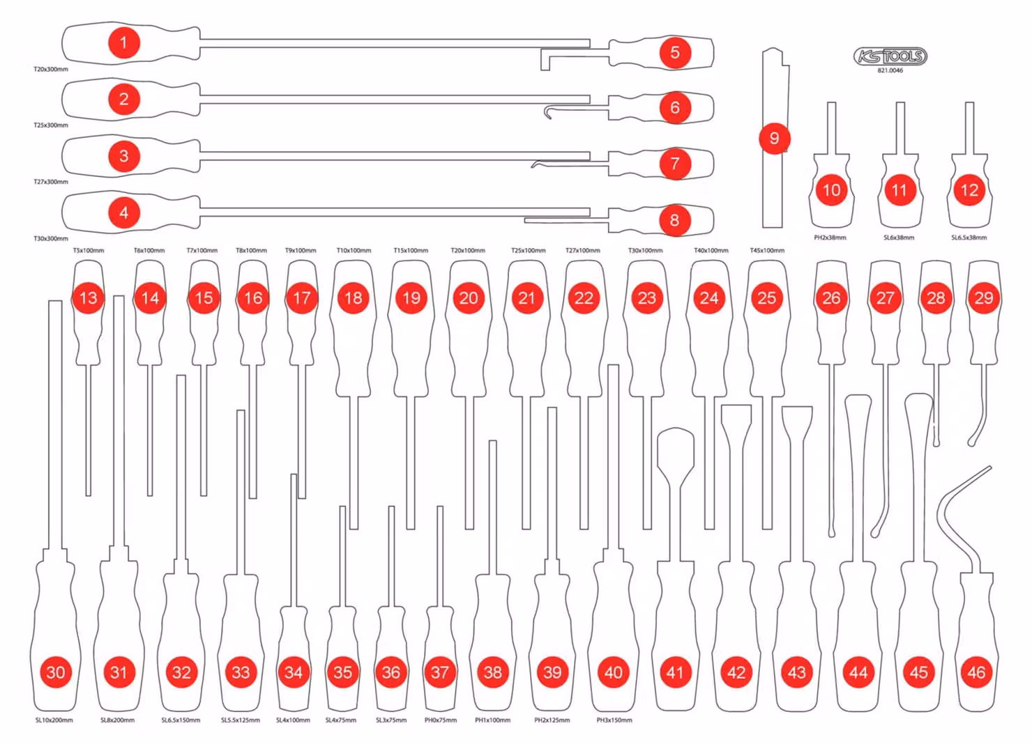 KS TOOLS Inserto in schiuma vuoto per 821.0046 - 821.0046-97