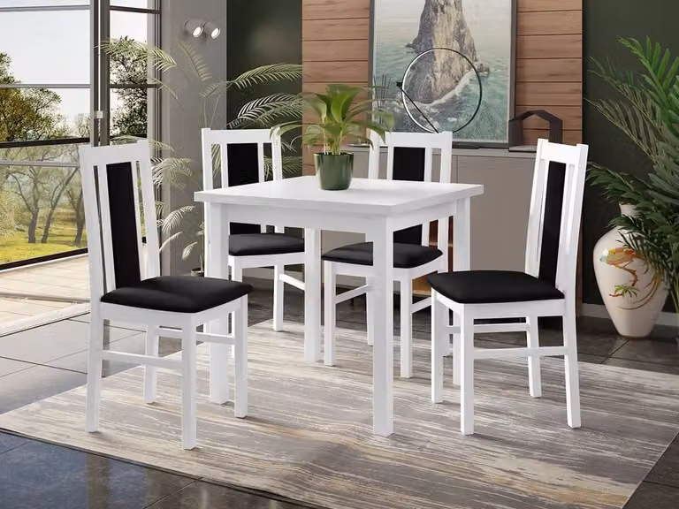 Set da pranzo 4+1 HARDIN 2 - bianco / nero