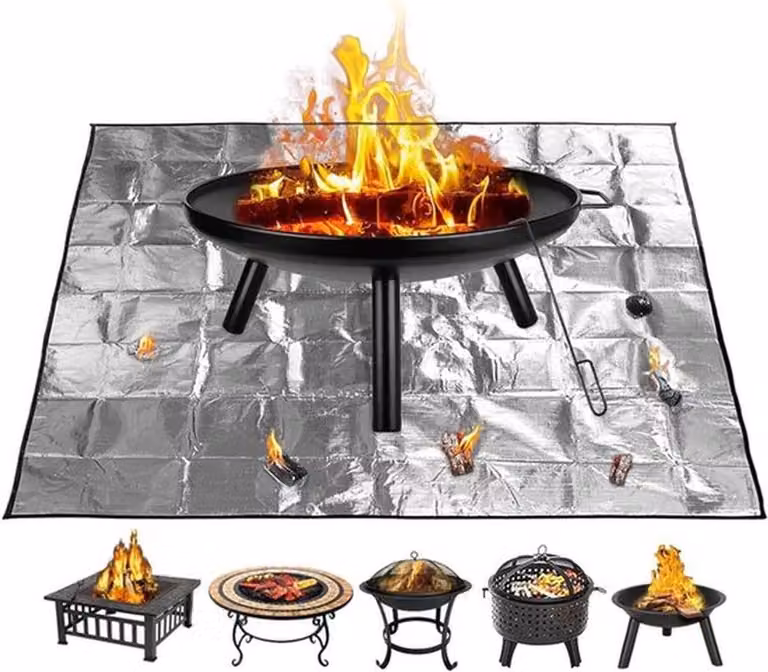Tappetino quadrato per focolari, 100 x 100 cm, tappetino ignifugo per giardino, barbecue e campeggio, protezione per legno e erba