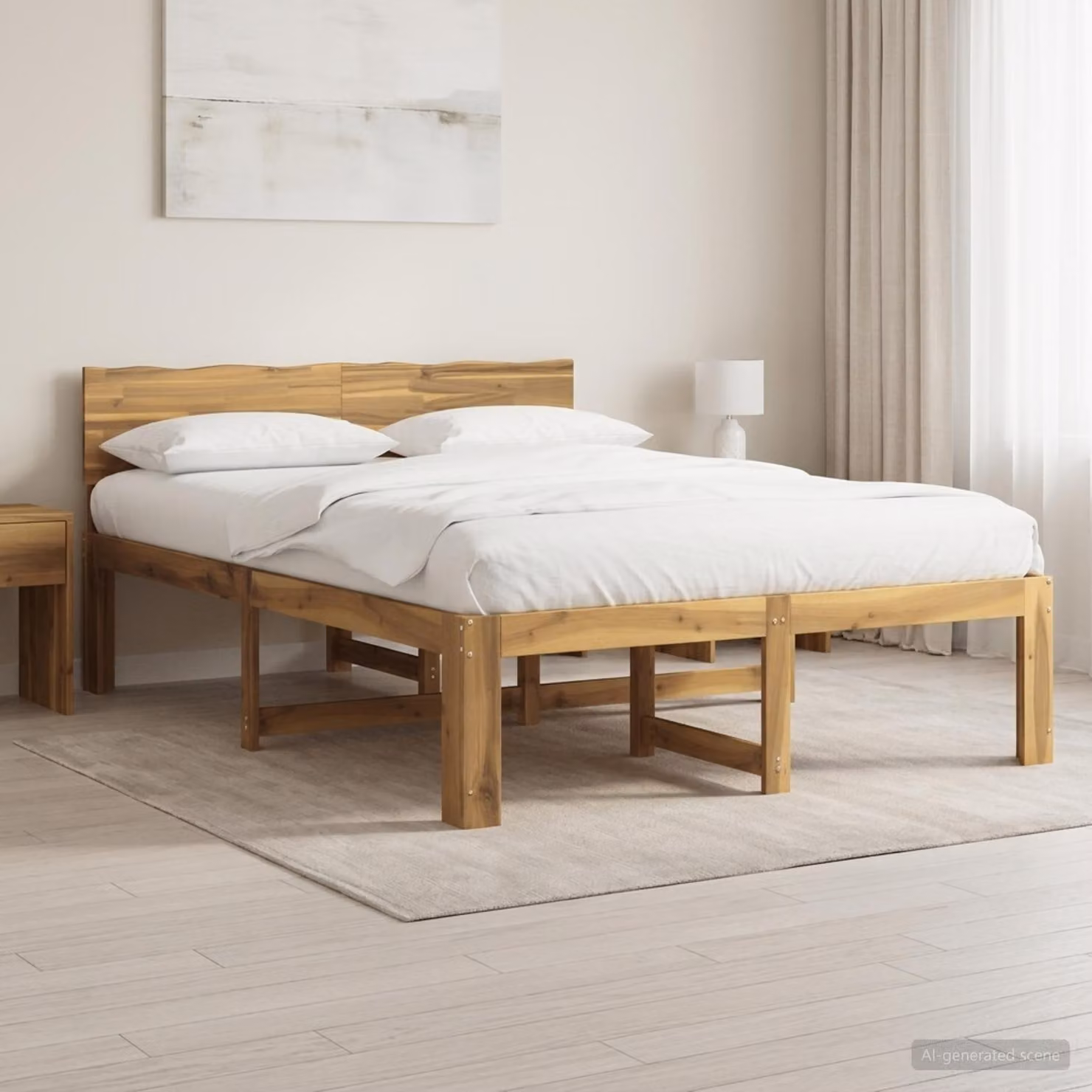 Maison Exclusive - Struttura per letto matrimoniale con testiera, modello ROSTOCK, finitura bianco lavato