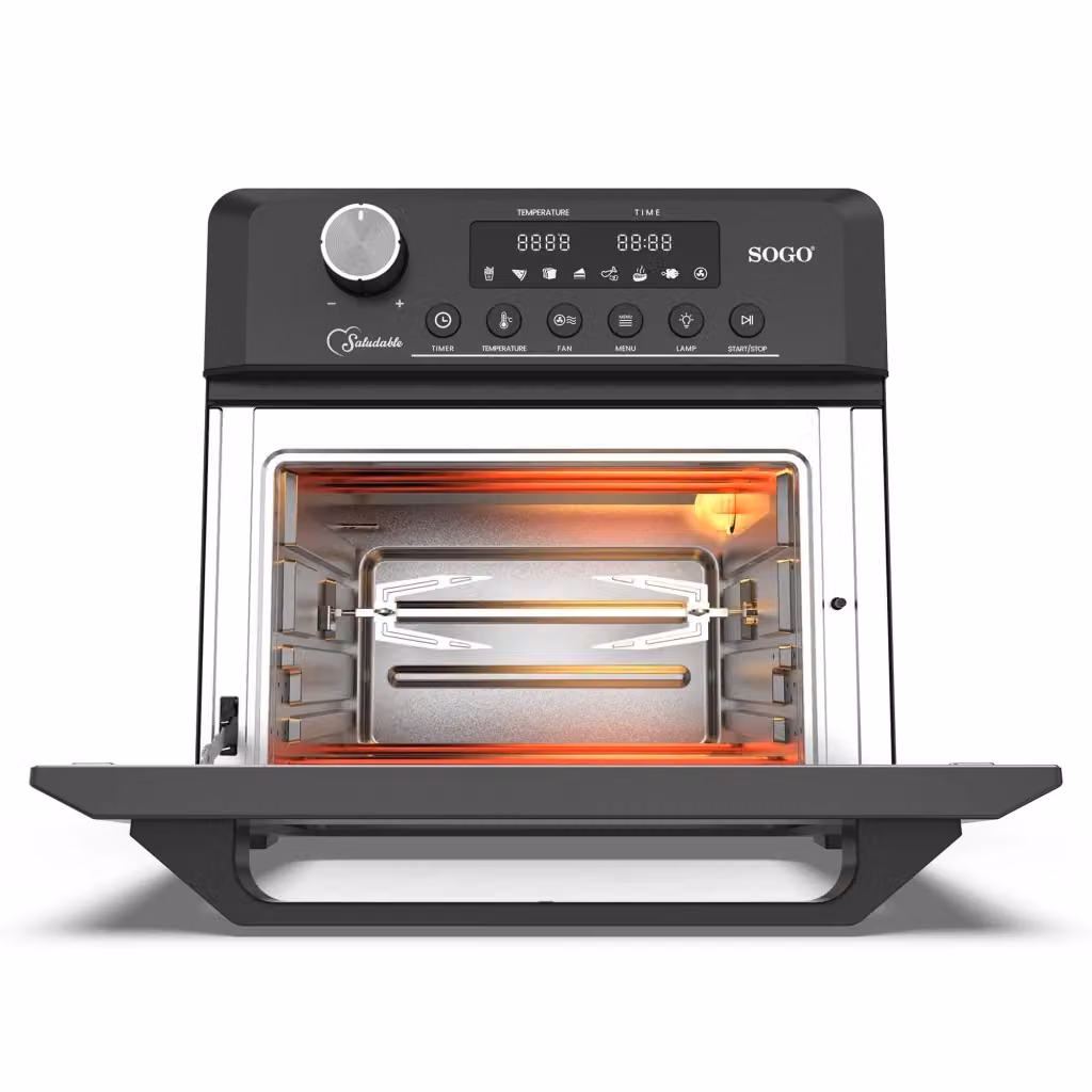 Forno friggitrice ad aria Sogo da 18L con girarrosto ed essiccatore, 1500W, 7 programmi touch, temperatura 40-230°C, colore nero – 2