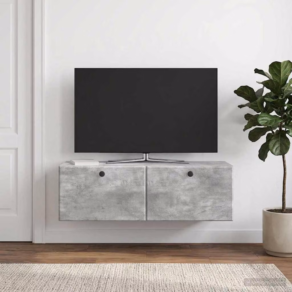 vidaXL Mobile Porta TV da Muro Moderno in MDF Grigio Cemento L 98 cm x P 31 cm x H 30 cm