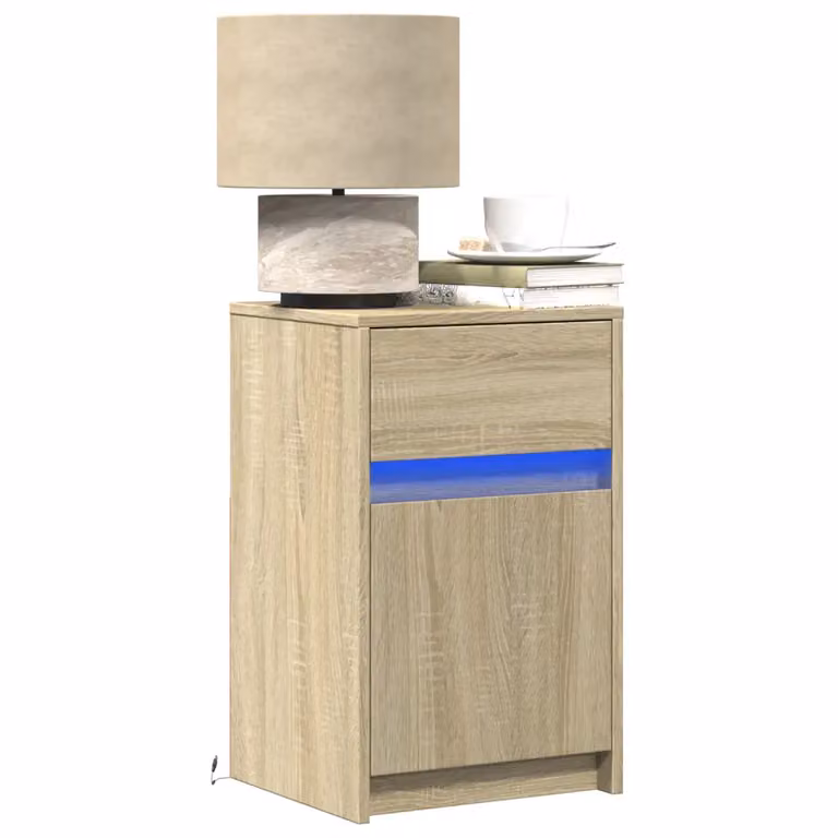 Set di 2 comodini sospesi vidaXL con luci LED integrate in legno e MDF, colore marrone e beige