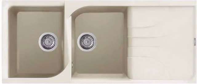Lavello Elleci Incasso 2 vasche 116x50 Ego 500 Granitek Bianco Antico LGE50062