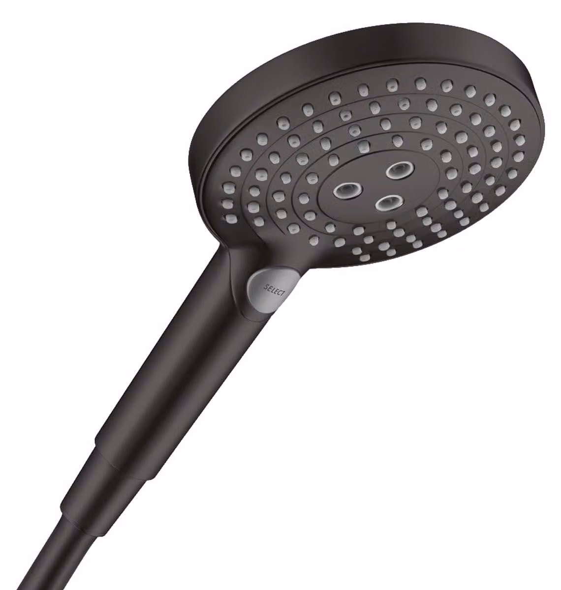 Doccia a mano hansgrohe Raindance Select S, 120 cm, 3 getti, tecnologia PowderRain, sistema EcoSmart, finitura nero opaco