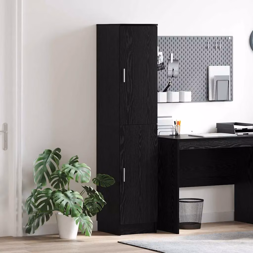Credenza moderna vidaXL in legno e MDF nero con ante a battente e ripiani interni L 35 cm x P 39 cm x H 168 cm