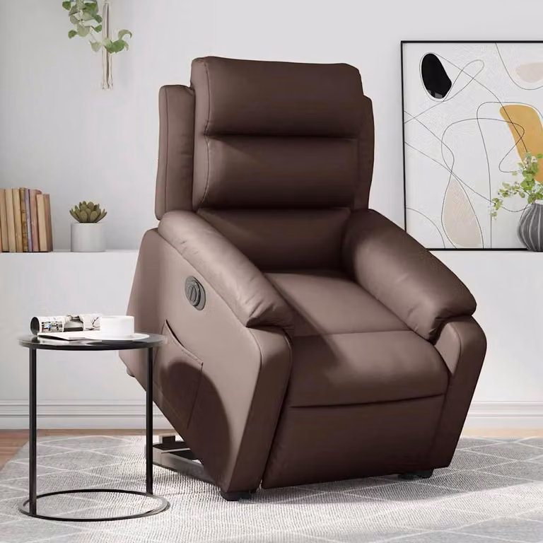 vidaXL Poltrona Alzapersona Reclinabile Marrone in Similpelle con Assistenza Elettrica per Senior
