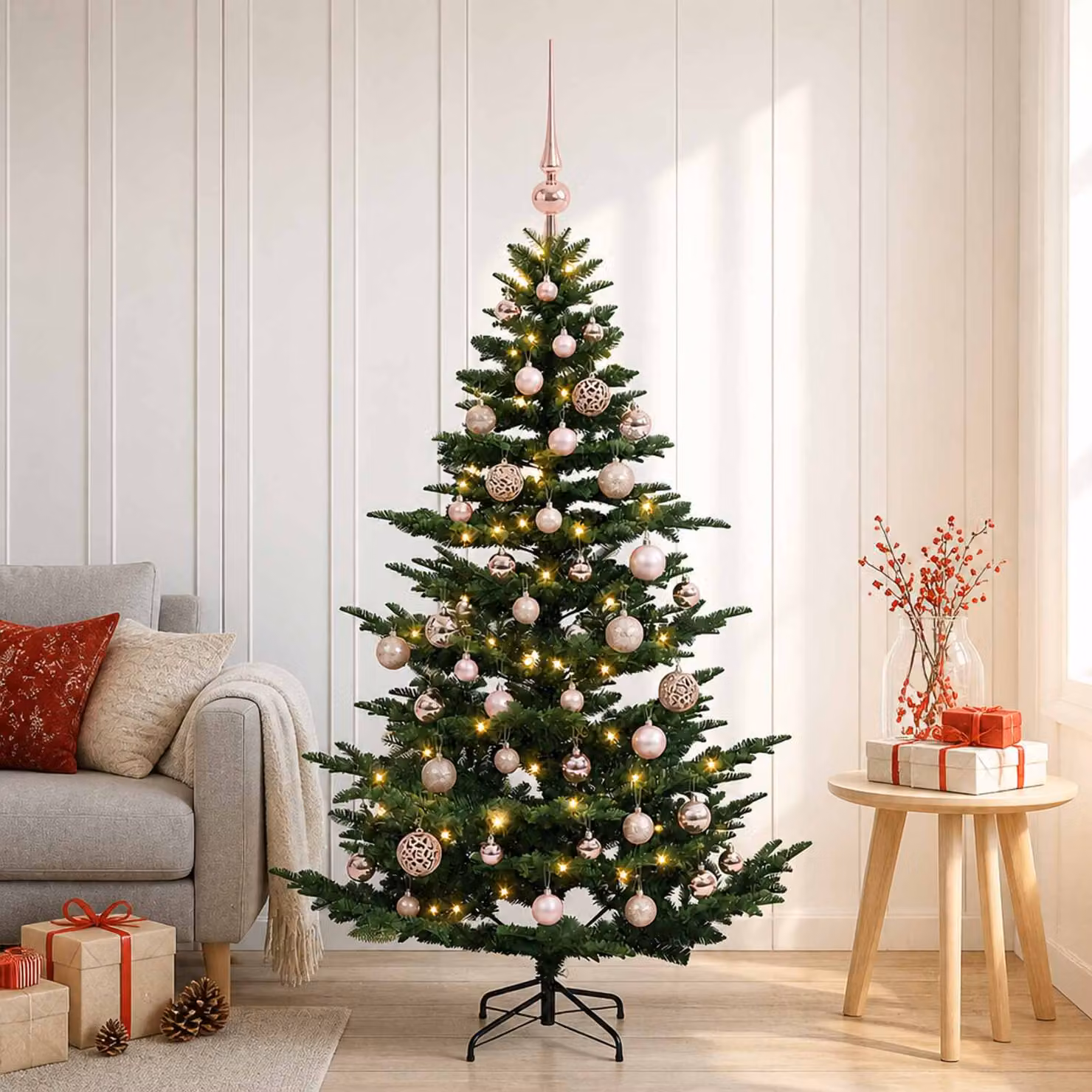 vidaXL Albero di Natale artificiale con palline 120 cm 150 LED