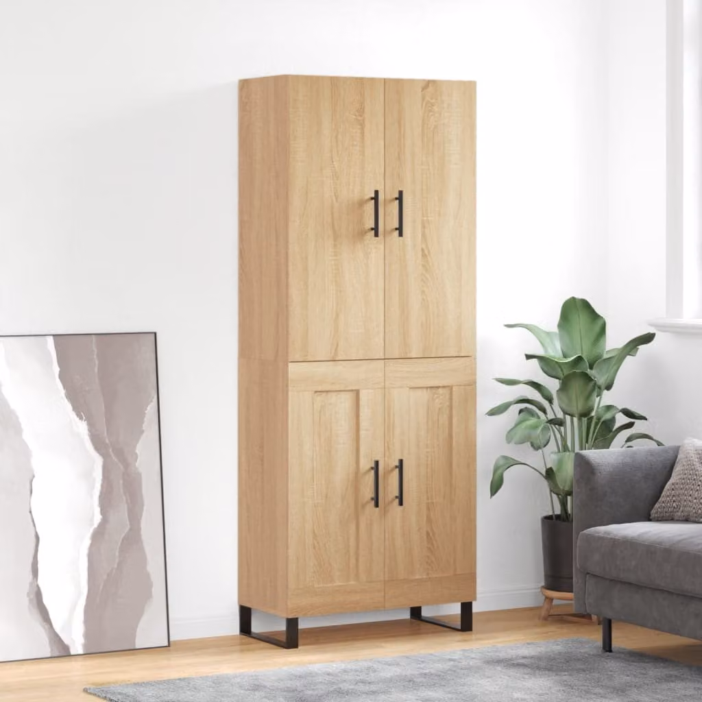 Credenza moderna vidaXL in rovere color marrone con ante a battente e ripiani interni, L: 69,5 cm, P: 34 cm, H: 180 cm