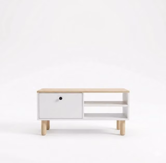 Tavolino in legno "Aris" - 90 x 38,8 x 60 cm - Rovere Saphir / Bianco