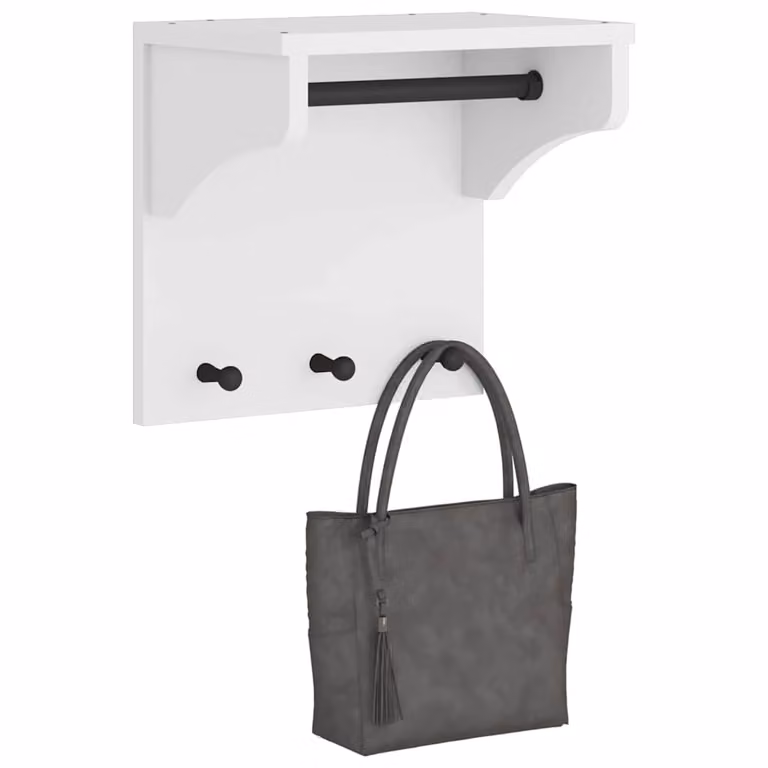 Appendiabiti da Parete vidaXL SANDNES in Legno di Pino Bianco L: 43 cm, P: 30 cm, H: 42 cm