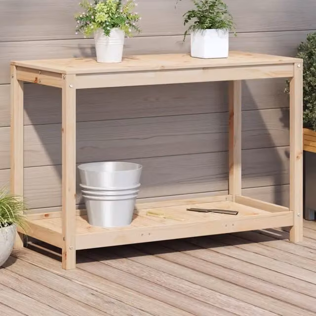 Tavolo da giardino in legno massello di pino beige vidaXL L/P/H: 108 x 50 x 75 cm