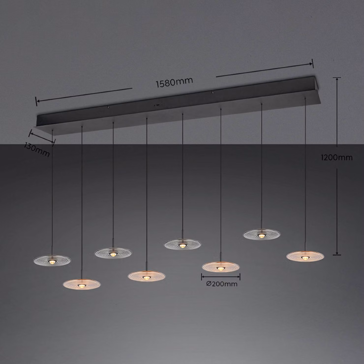 Trio Lighting Lampada a sospensione Sirena, dimmerabile, Nero, Soggiorno / Sala da pranzo, Metallo, Lampada a sospensione