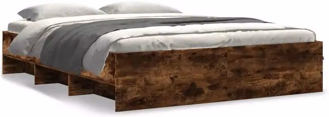 Letto matrimoniale | Letto per adulti | Giroletto senza Materasso Rovere Fumo 160x200 cm in Truciolato