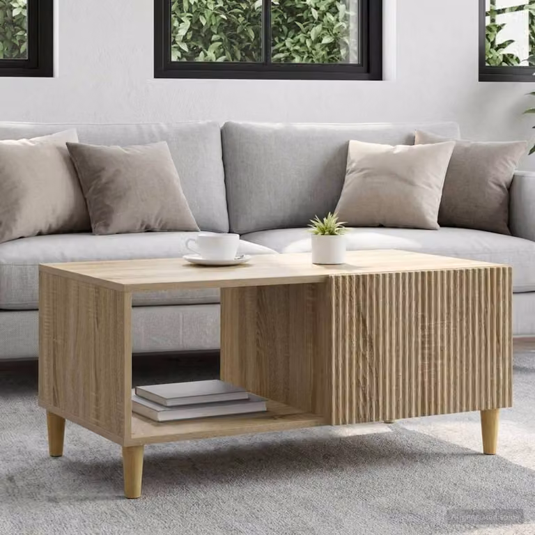 vidaXL Tavolino da salotto moderno in legno color rovere, L 90 x P 50 x H 40 cm
