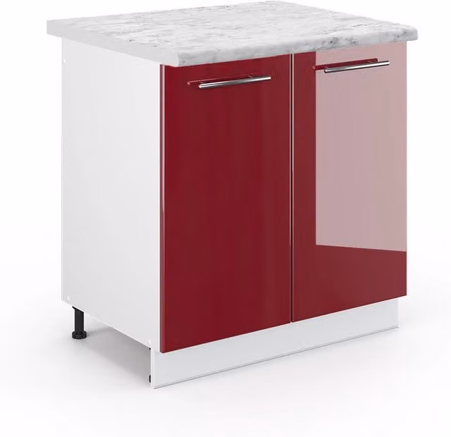 Mobile lavello cucina Fame-Line Bordeaux lucido/Bianco 80 cm, PL Marmo Vicco