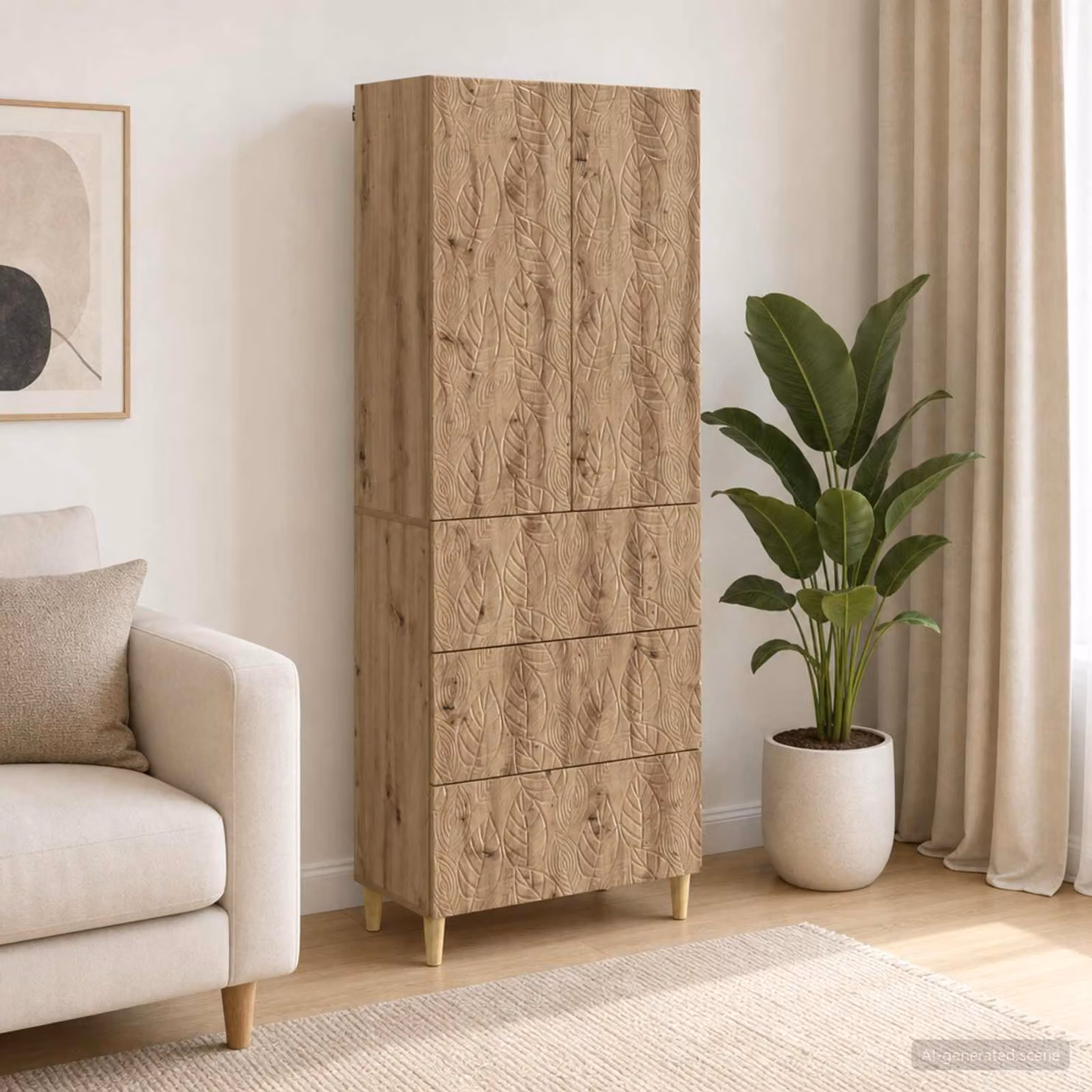 Set di 2 armadi moderni vidaXL in legno marrone con ante a battente, cassetti e serratura, L/P/H: 66 x 34,5 x 90 cm
