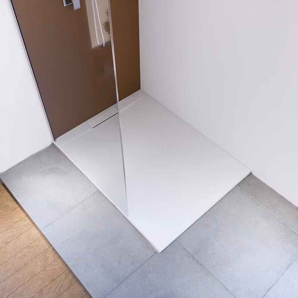 Piatto doccia rettangolare Parama in marmoresina bianca effetto pietra antiscivolo L: 90 cm, P: 70 cm – 2