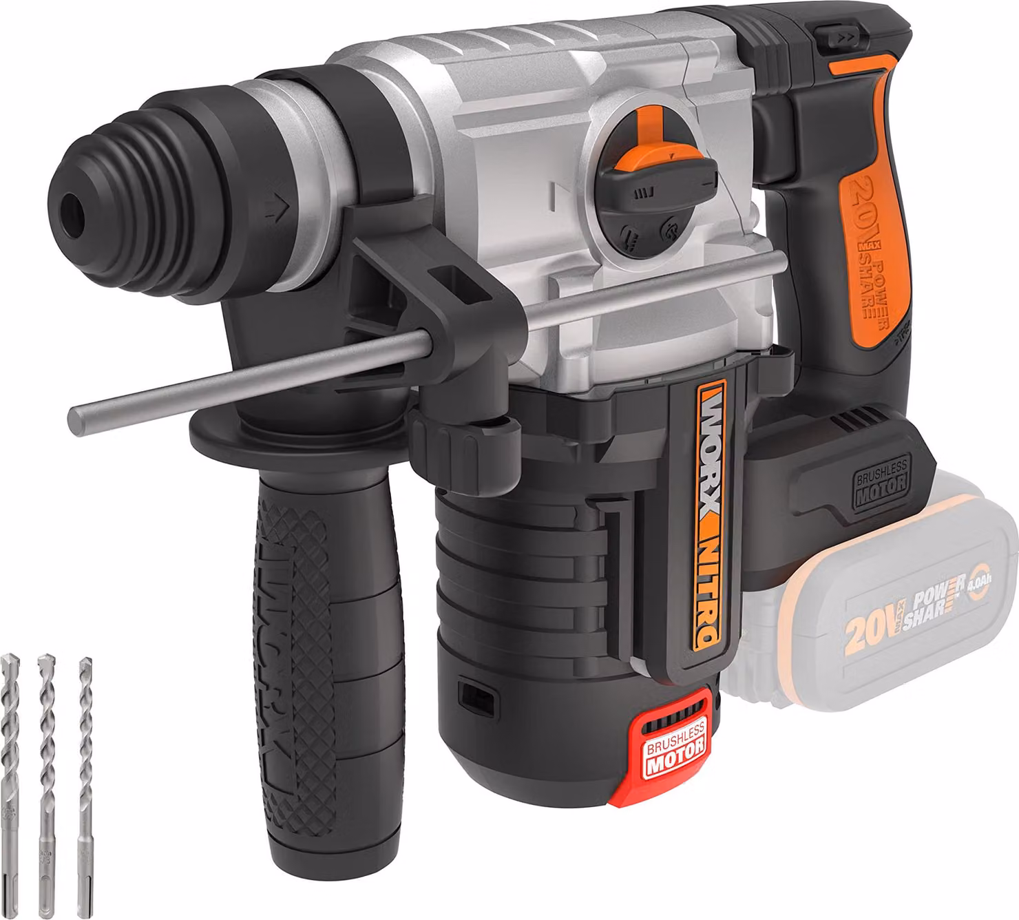 Trapano a percussione a batteria WORX Nitro 20V 2,2 Joule WX380.9, motore brushless, senza batteria e caricabatterie