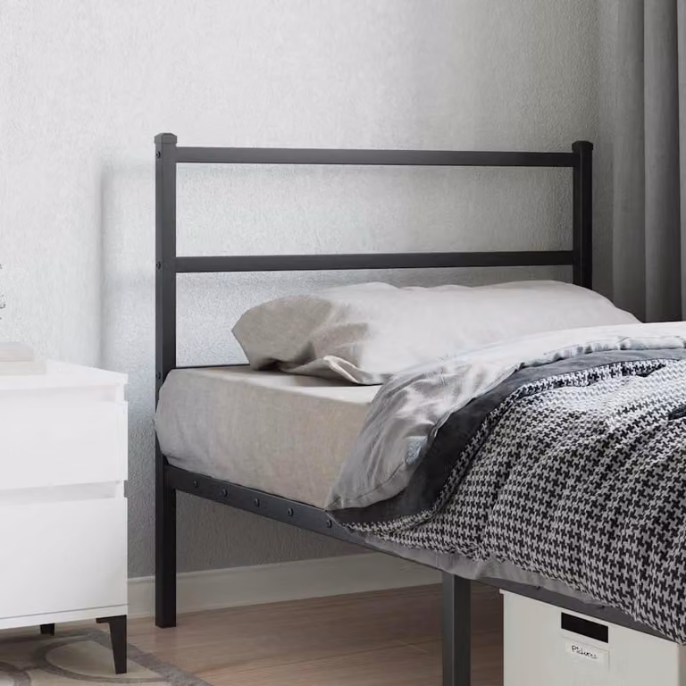 Testiera di ricambio vidaXL in metallo nero laccato, stile classico, L: 112 cm