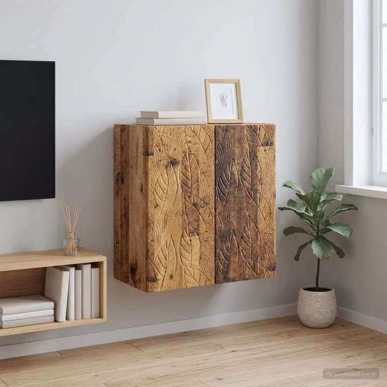 Mobiletto a muro vidaXL in legno marrone con ante a battente e ripiani interni L/P/H: 59 x 31 x 60 cm