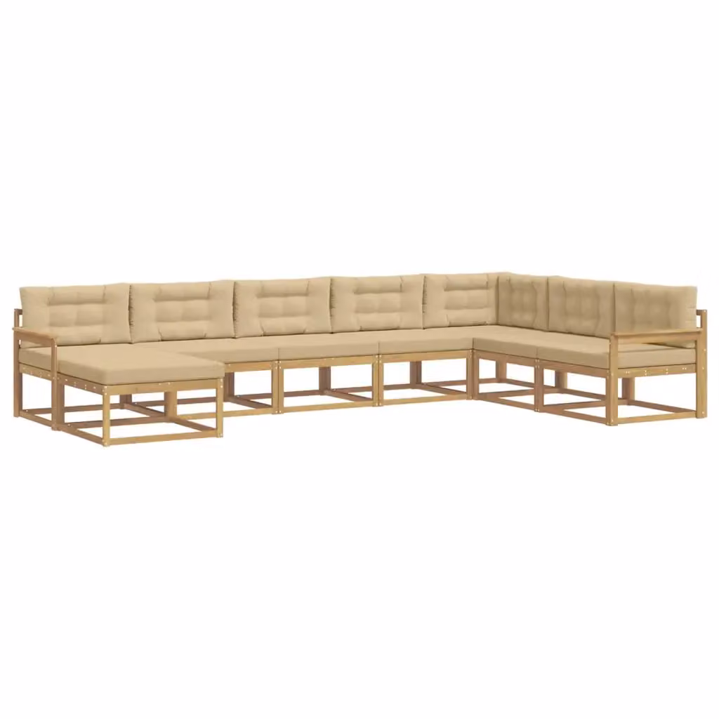 Set di divani da esterno 8 pezzi vidaXL in legno di acacia con cuscini Bianco e Beige – 2