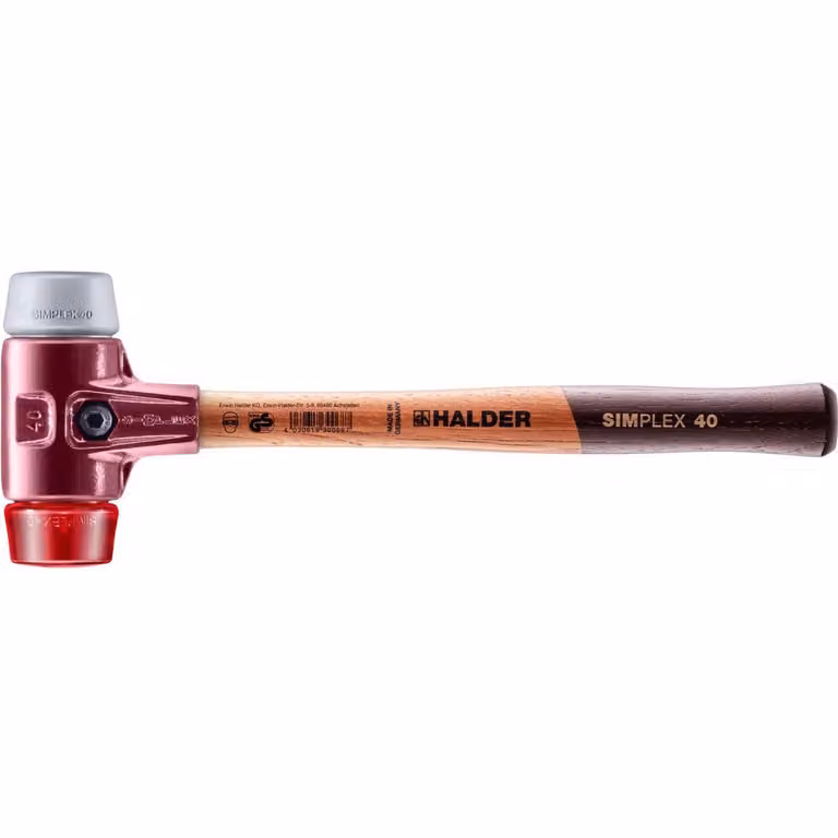Mazza SIMPLEX soft-face con alloggiamento TE e impugnatura in legno, Ø 40, TPE-mid / plastica
