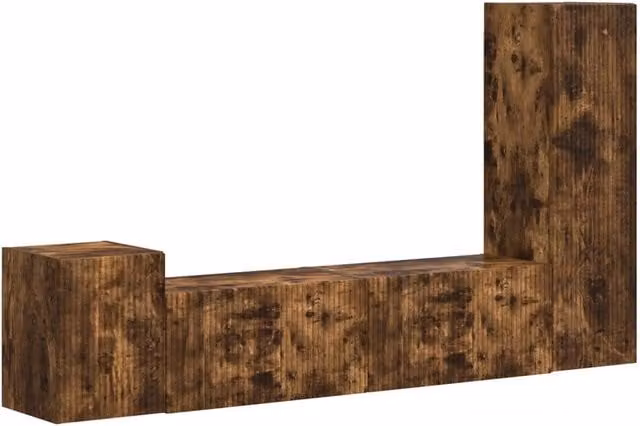 Set mobile TV 4 pz | Armadietto TV | Mobile Porta TV Rovere fum¨¦ Legno multistrato