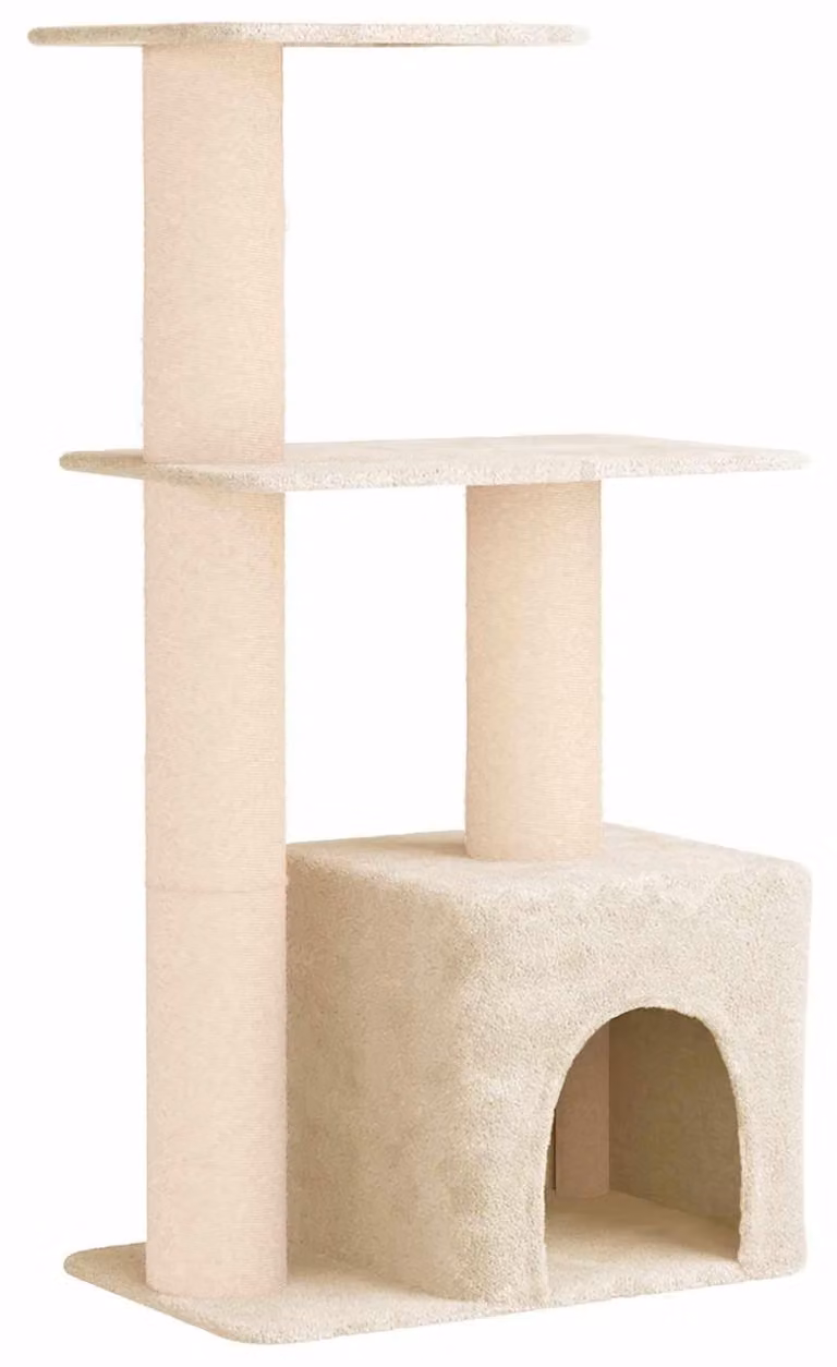 Albero per gatti con pali da graffio e rifugio accogliente, altezza 133 cm