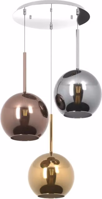 Lampadario Contemporaneo Future Metallo Cromo Vetro Grande Multicolor 3 Luci E27