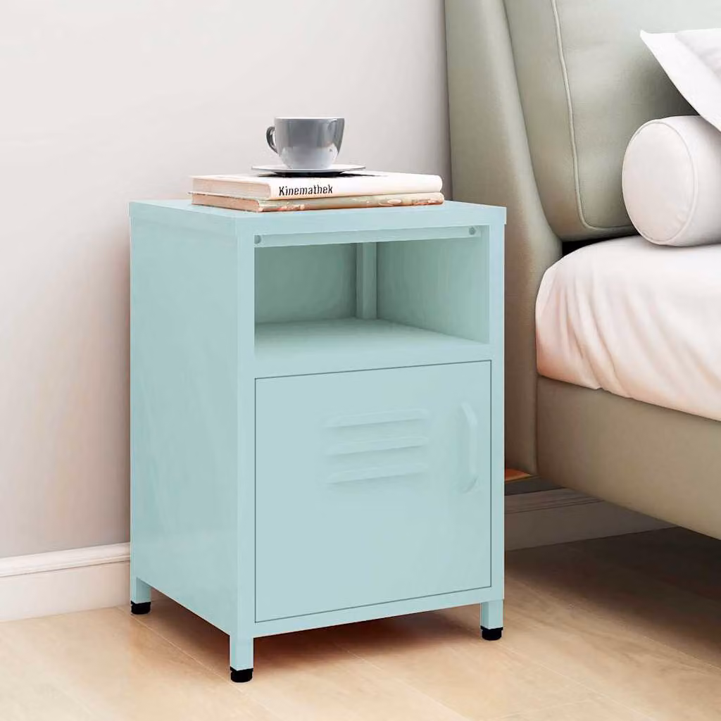 Comodino moderno vidaXL in metallo color menta L/P/H: 35 x 35 x 51 cm