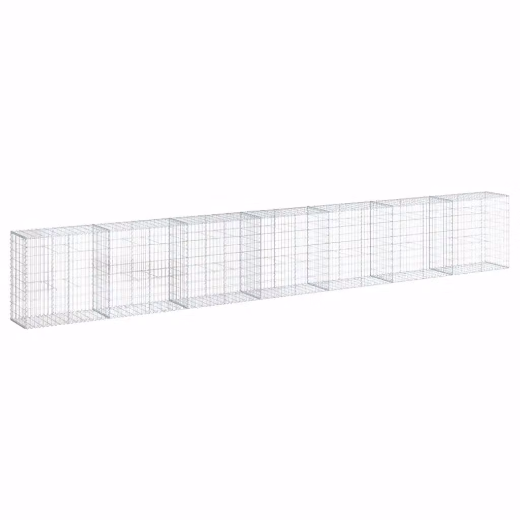 vidaXL Cesto Gabbione con Copertura in Ferro Zincato Grigio L: 700 cm, P: 50 cm, H: 100 cm – 2