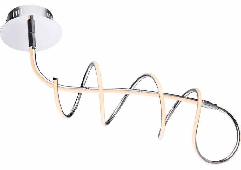 Lampada da soffitto a LED, forma a spirale, design curvo, colore argento, lunghezza 72 cm
