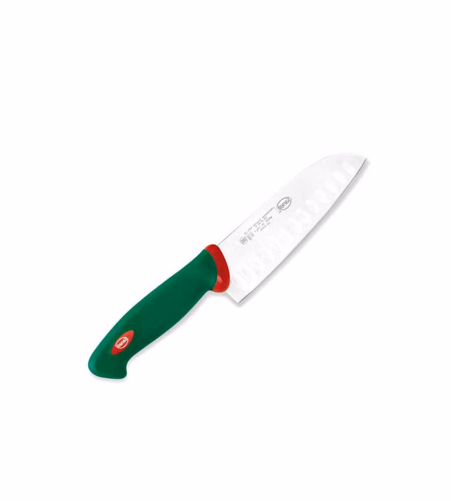Coltello Santoku Sanelli Olivato in Acciaio Inox Verde e Cromo, Lama 16 cm – 2
